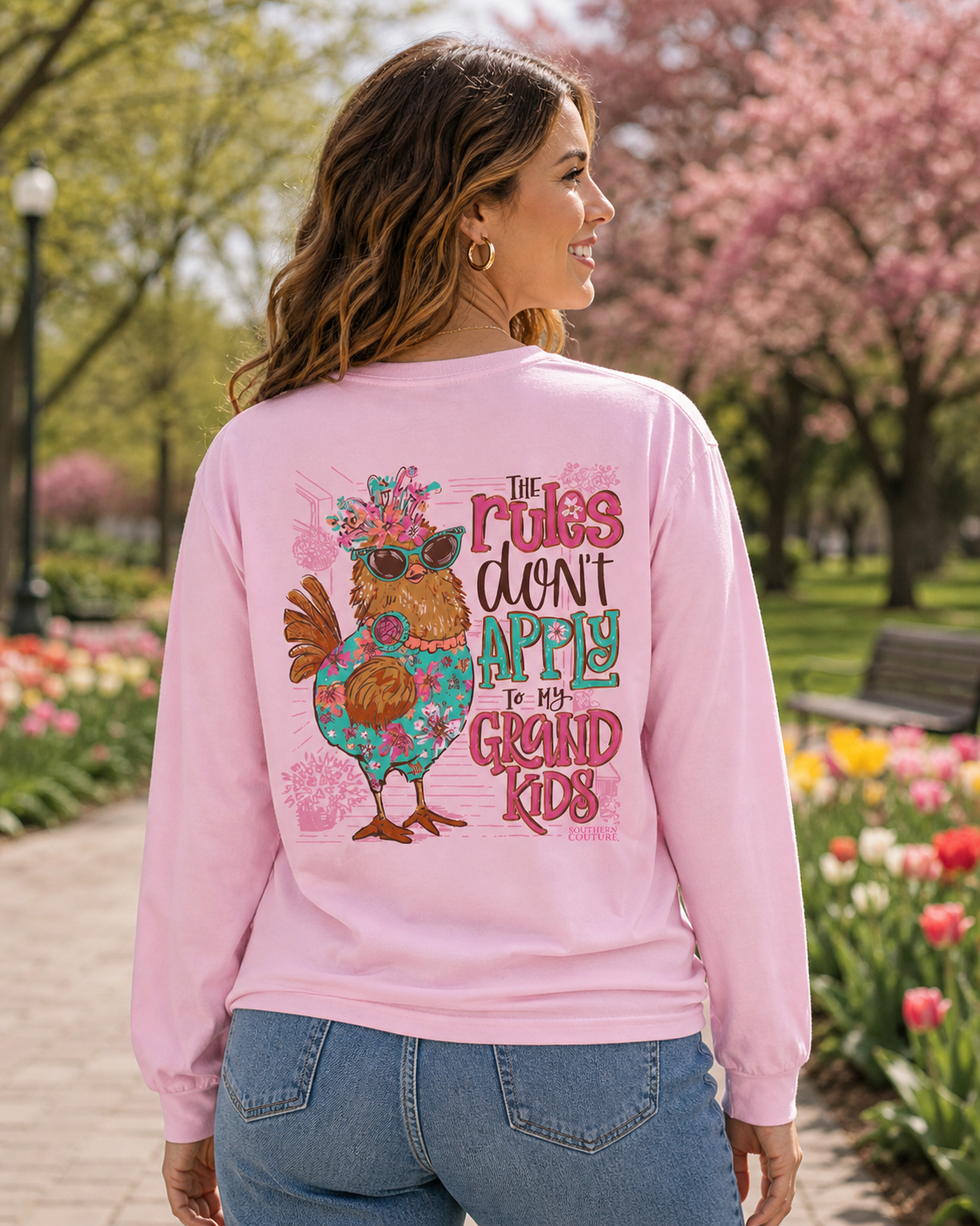 Southern Couture Classic The Rules Don't Apply Grandkids Long Sleeve T-Shirt