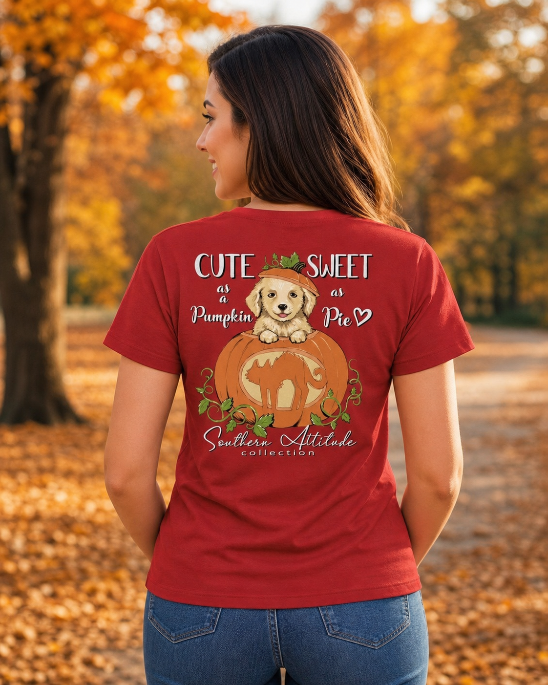 Southern Attitude Preppy Pumpkin Puppy Fall T-Shirt