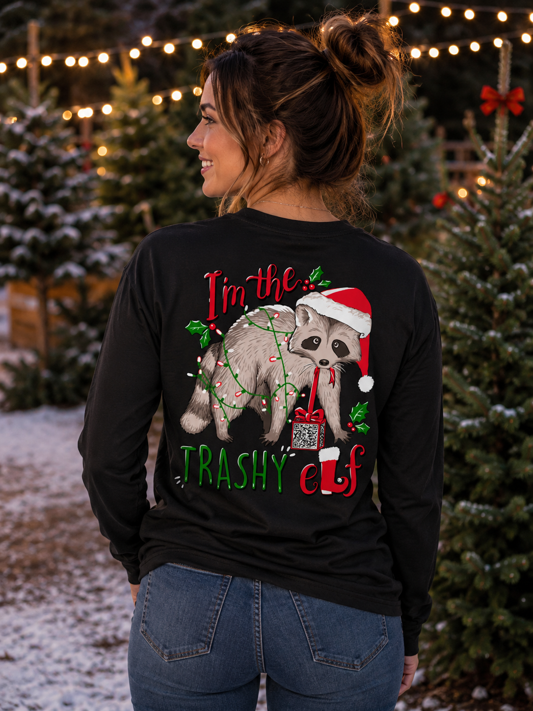Southern Attitude Trashy Elf Holiday Long Sleeve T-Shirt