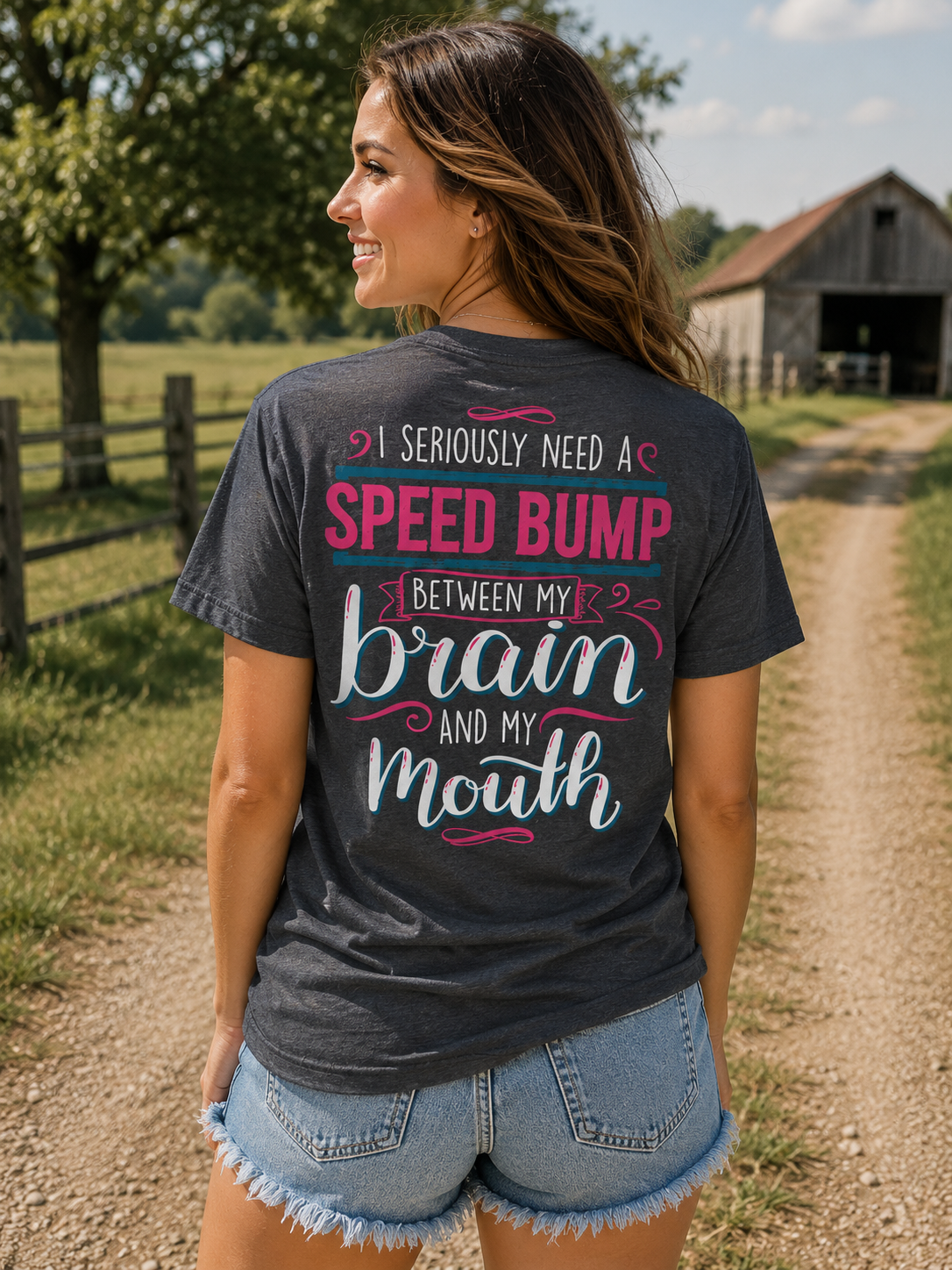 Southern Attitude Speed Bump Grey T-Shirt