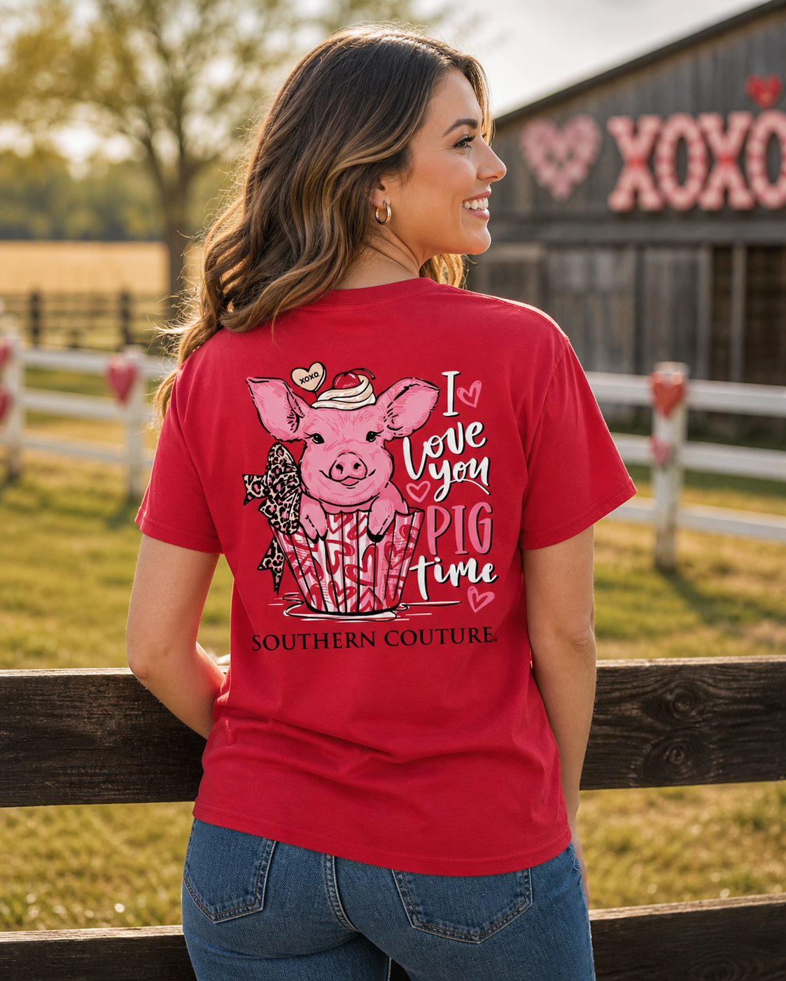 Southern Couture Classic I Love You Pig Time T-Shirt