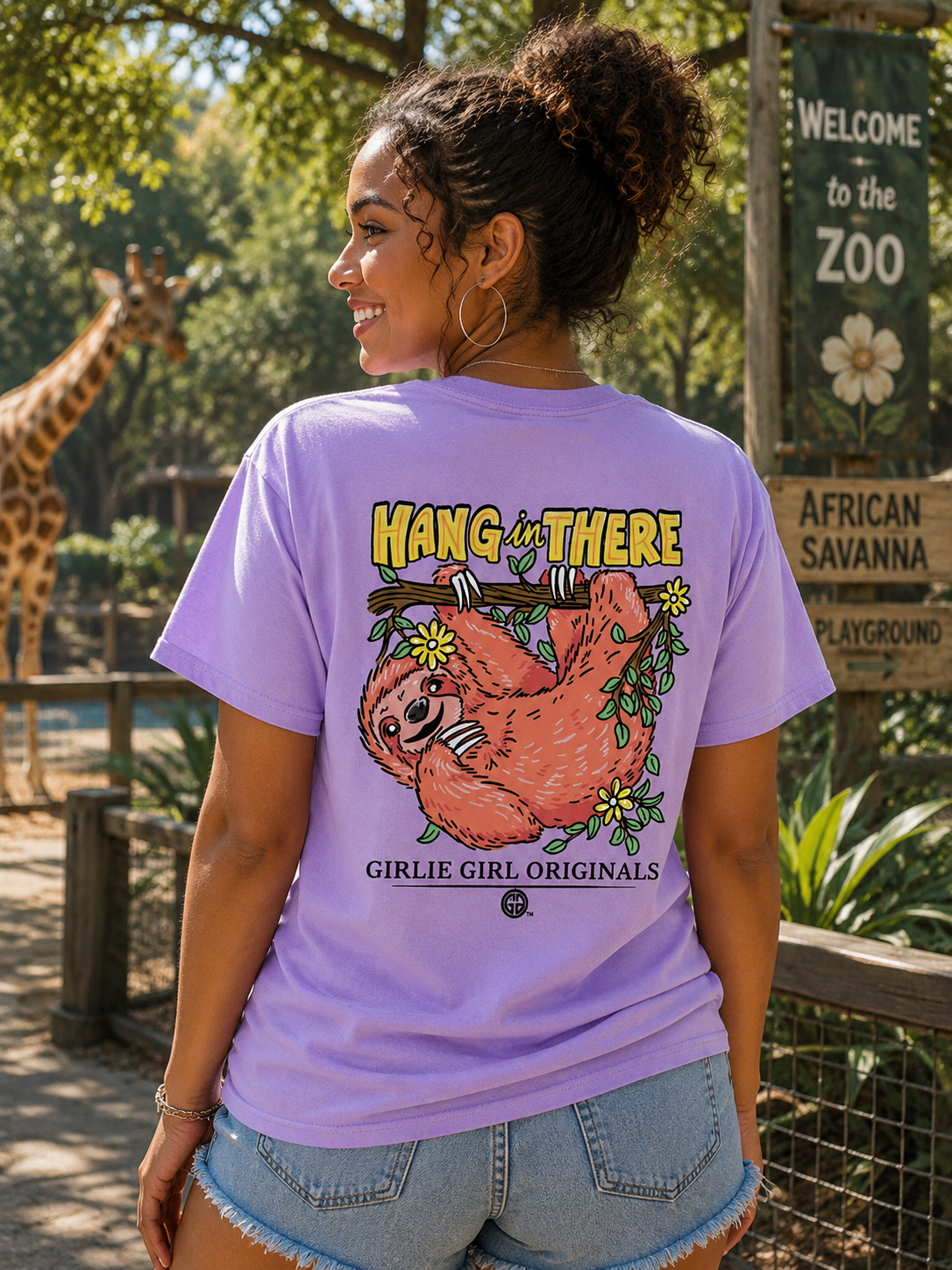 Girlie Girl Originals Hang In There Sloth T-Shirt