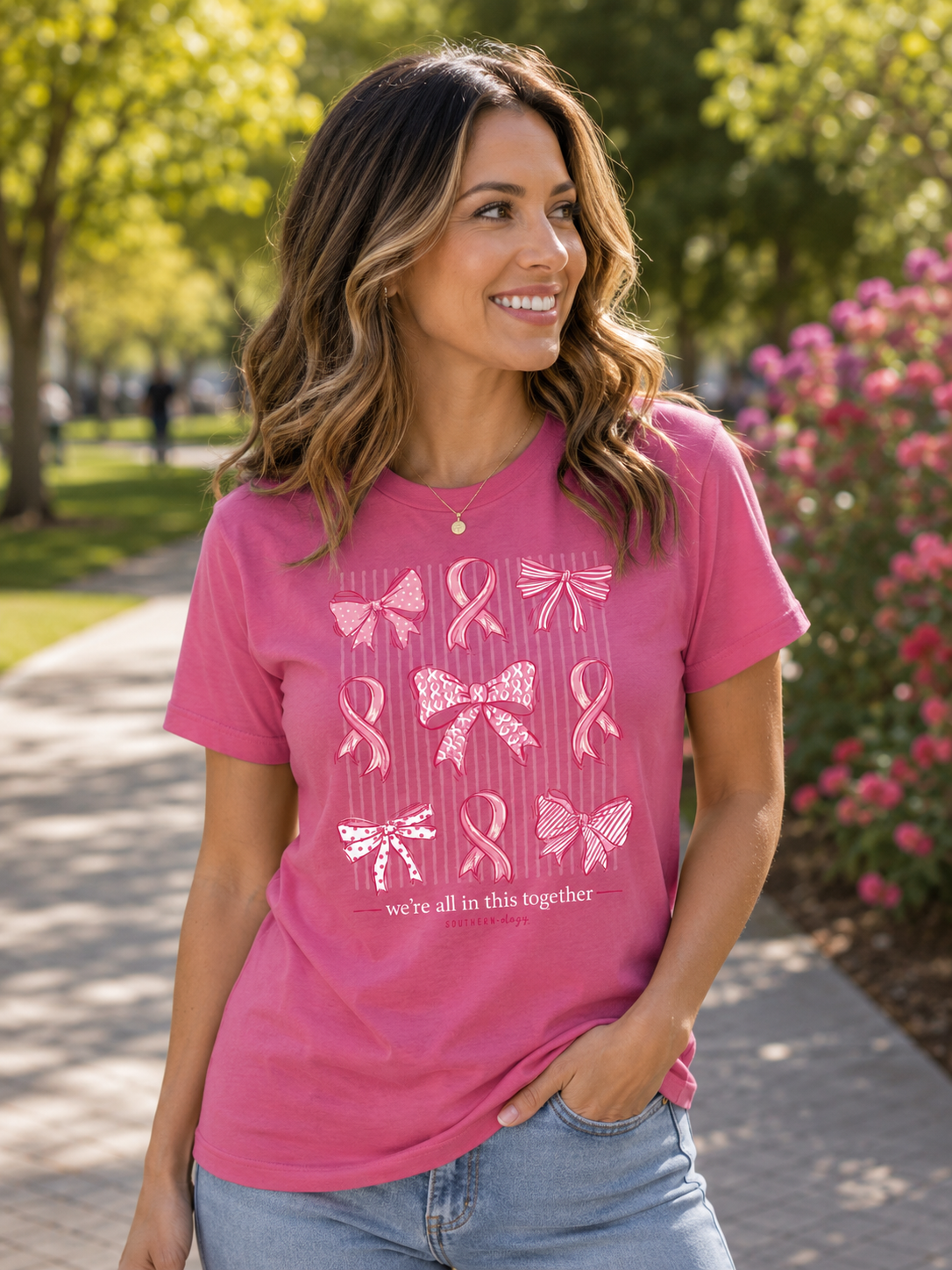 Southernology Cancer Ribbons and Bows Comfort Colors T-Shirt