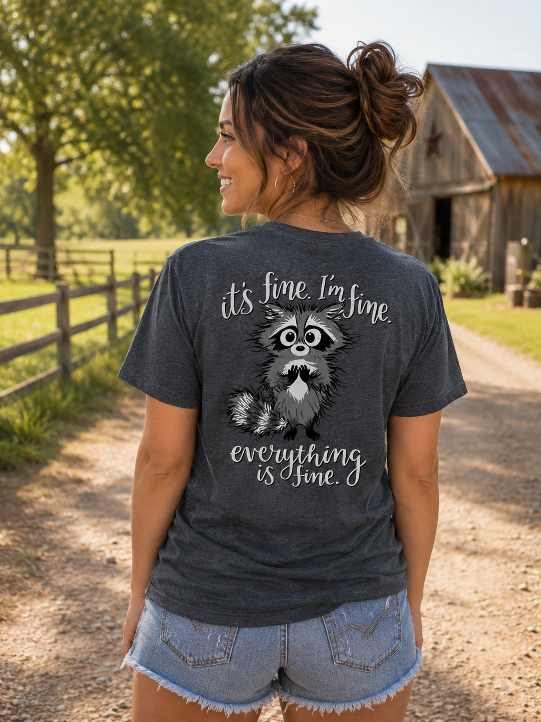 Southern Attitude I'm Fine Raccoon T-Shirt