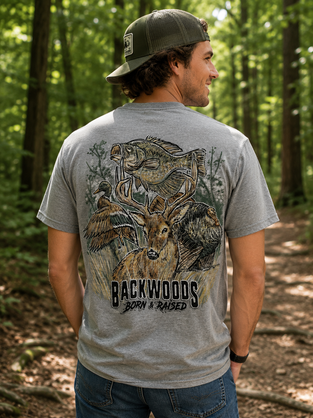 Backwoods Born &amp; Raised Wildlife Comfort Colors Unisex T-Shirt
