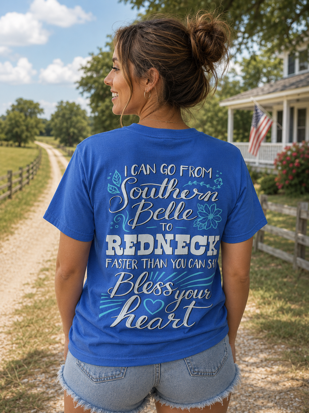 Country Life Outfitters Southern Attitude Southern Belle to Redneck Bright T-Shirt