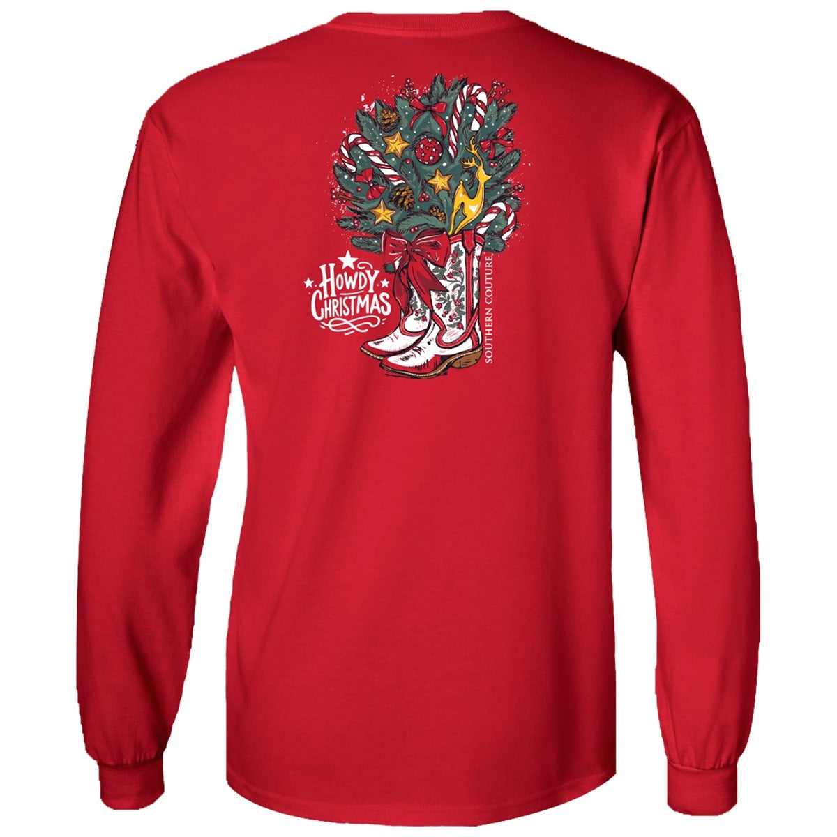 Southern Couture Classic Howdy Christmas Long Sleeve T-Shirt - SimplyCuteTees