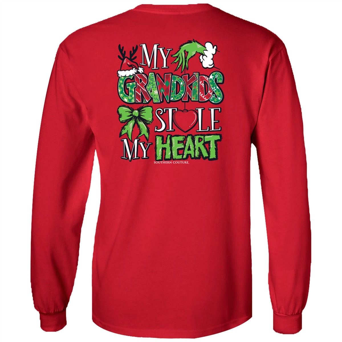 Southern Couture Classic My Grandkids Stole My Heart Holiday Long Sleeve T-Shirt - SimplyCuteTees