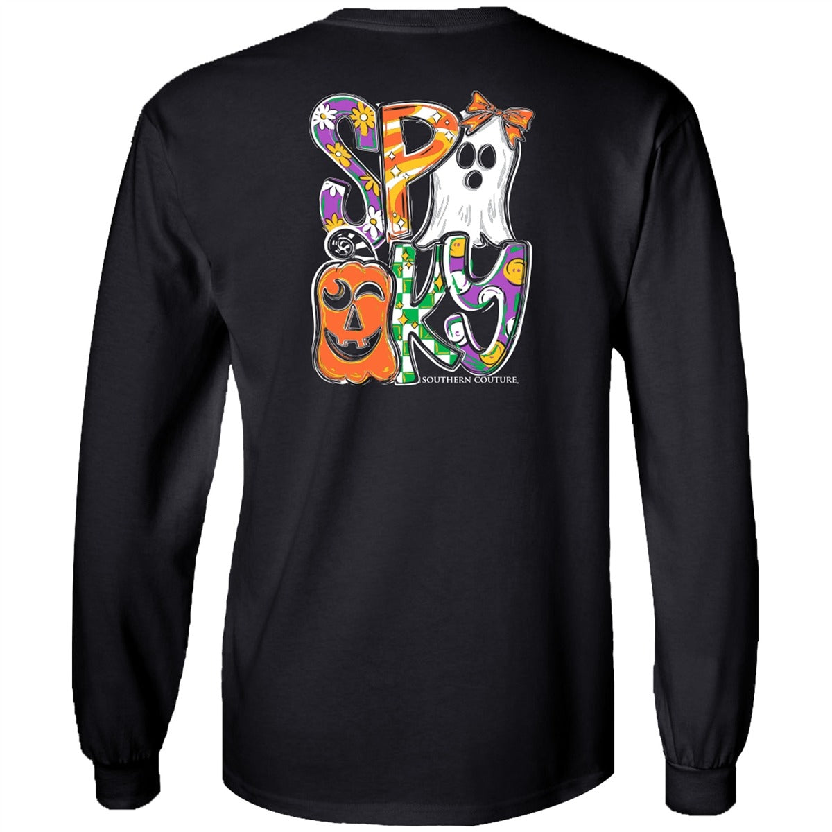 Southern Couture Classic Pattern Letter Spooky Fall Long Sleeve T-Shirt - SimplyCuteTees