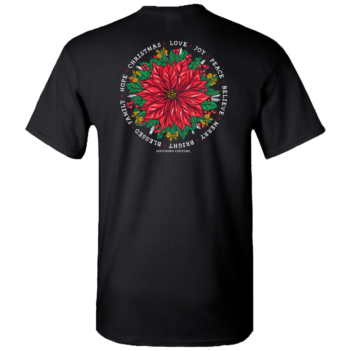 Southern Couture Classic Christmas Poinsettia Holiday T-Shirt - SimplyCuteTees
