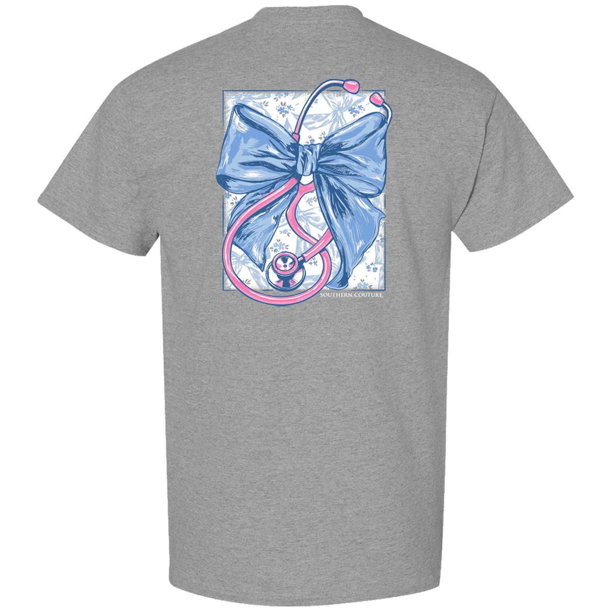 Southern Couture Classic Stethoscope With Bow Nurse T-Shirt - SimplyCuteTees
