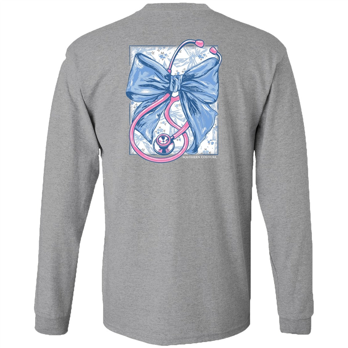 Southern Couture Classic Stethoscope With Bow Nurse Long Sleeve T-Shirt - SimplyCuteTees