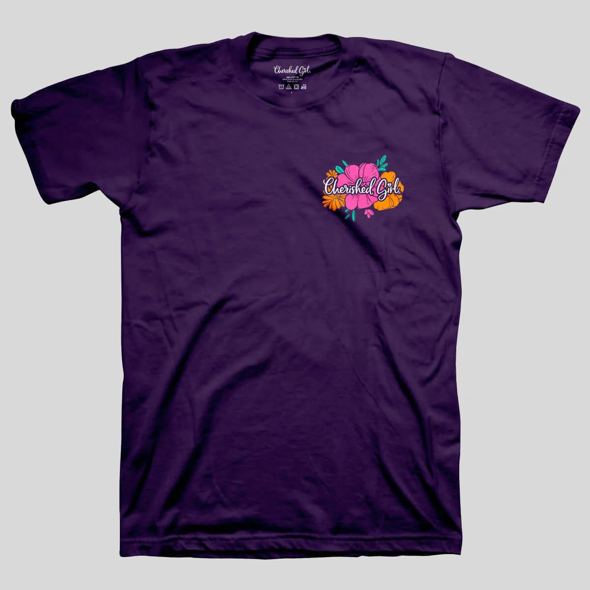 Cherished Girl Floral Cross Faith T-Shirt - SimplyCuteTees