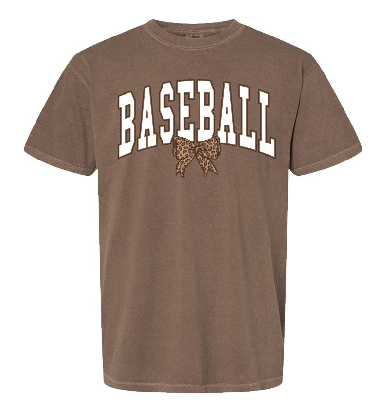 Southernology Baseball Leopard Bow Comfort Colors T-Shirt