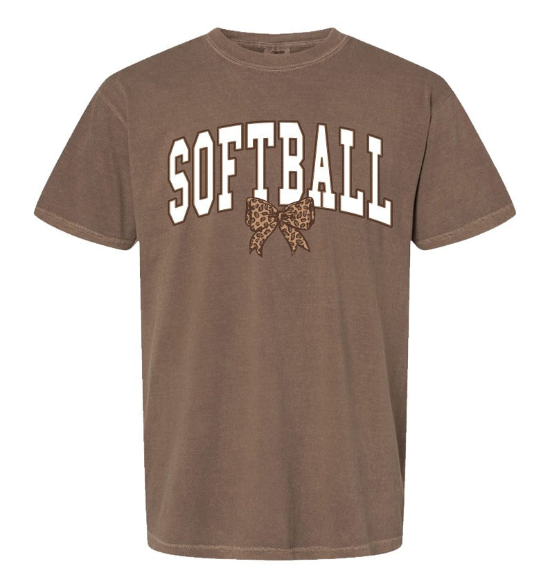Southernology Softball Leopard Bow Comfort Colors T-Shirt