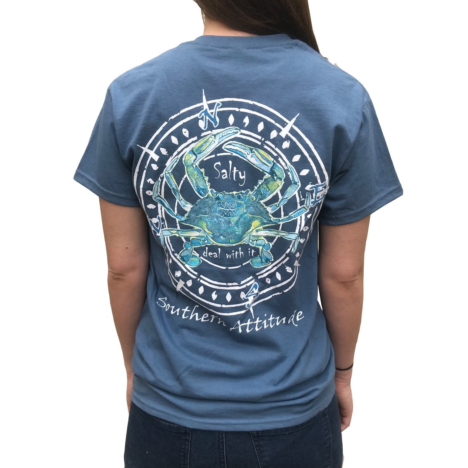 Southern Attitude Crab Compass Indigo Unisex T-Shirt - SimplyCuteTees