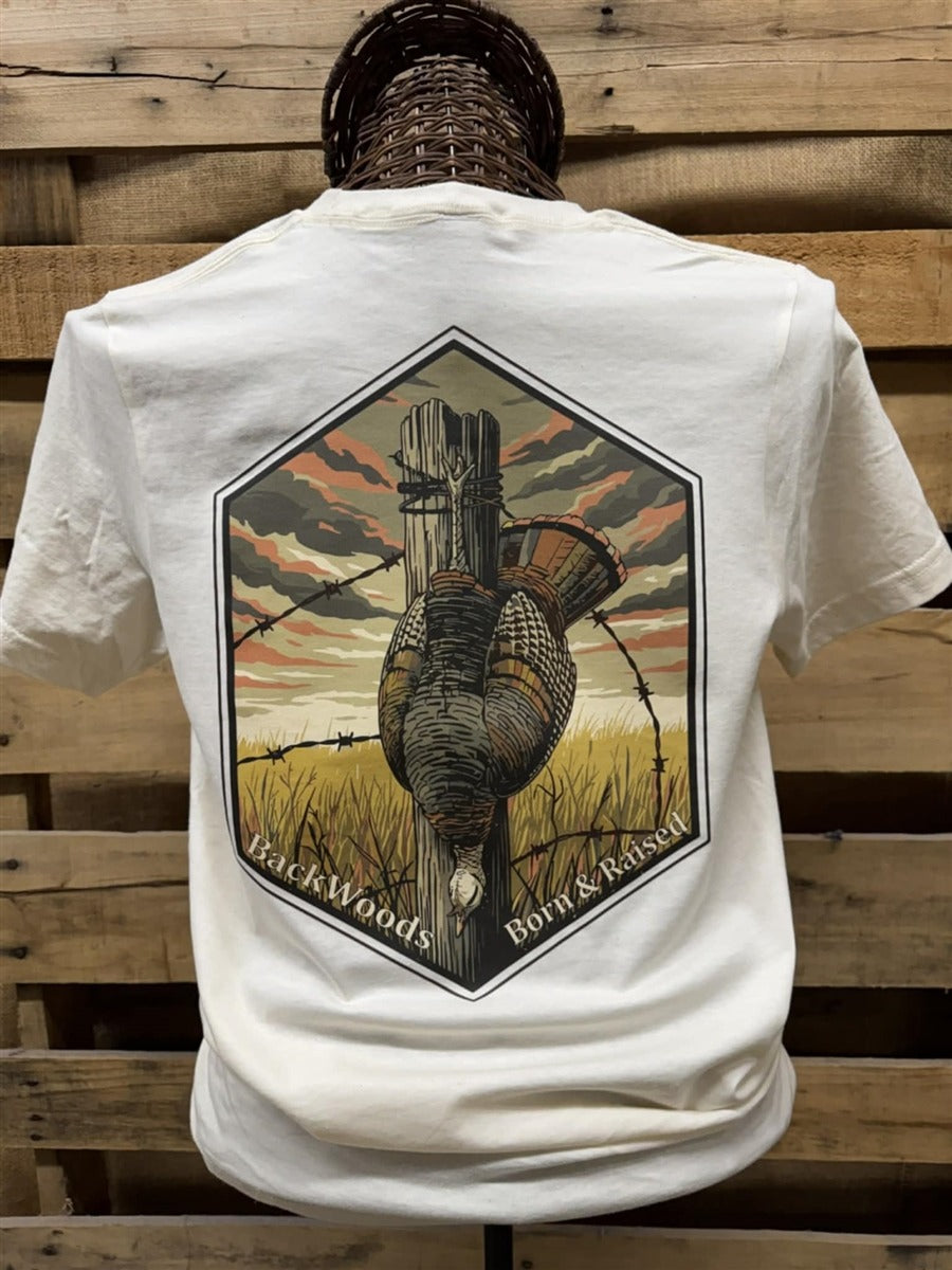 Backwoods Born &amp; Raised Turkey Barbwire Unisex Soft T-Shirt