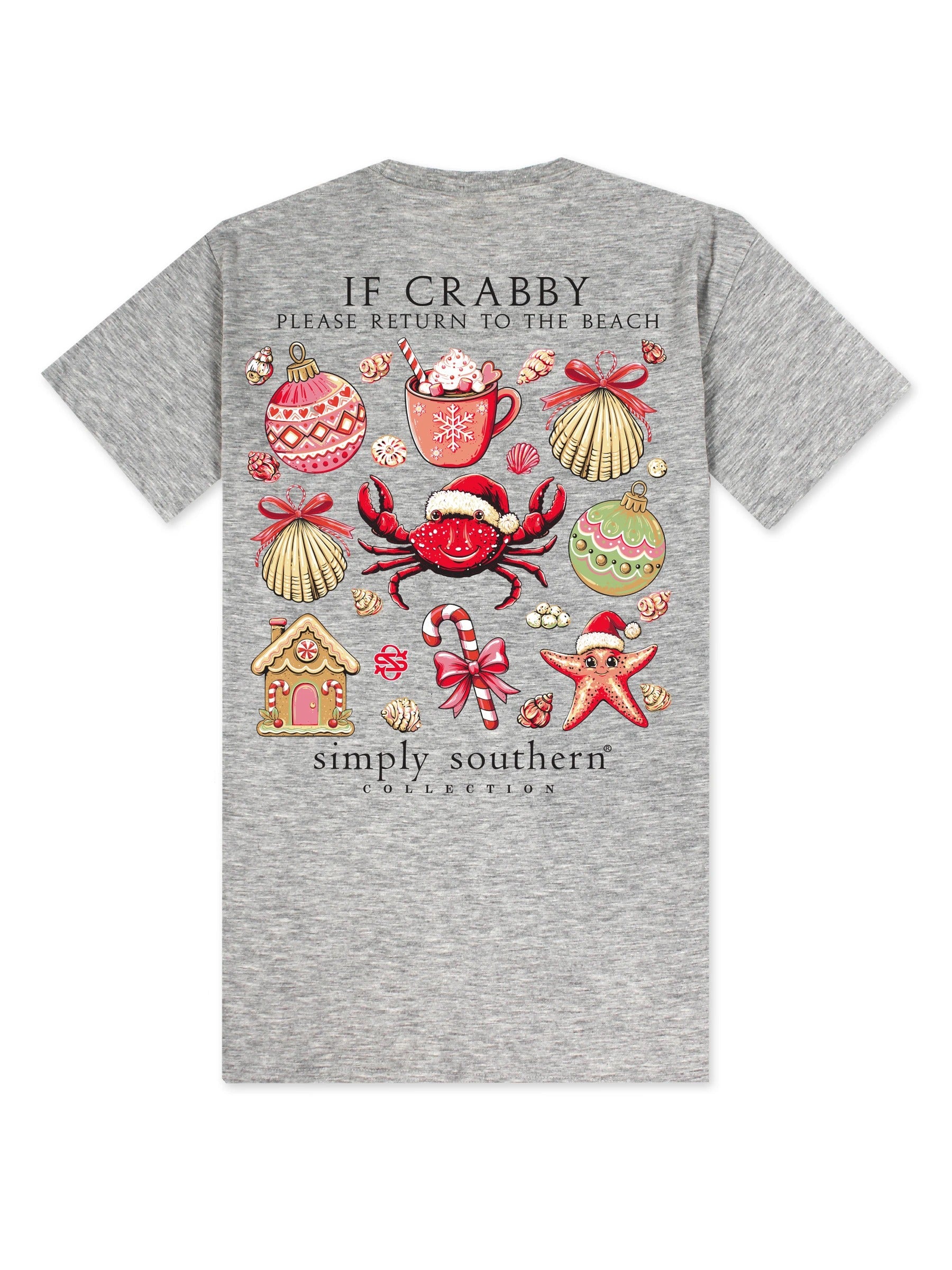 Simply Southern Crabby Santa Storm Heather Holiday T-Shirt