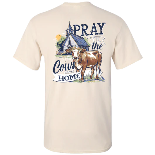 Girlie Girl Originals Pray Cows Home T-Shirt - SimplyCuteTees