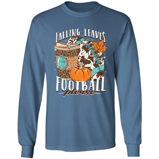 Girlie Girl Originals Leaves &amp; Football Fall Long Sleeve T-Shirt