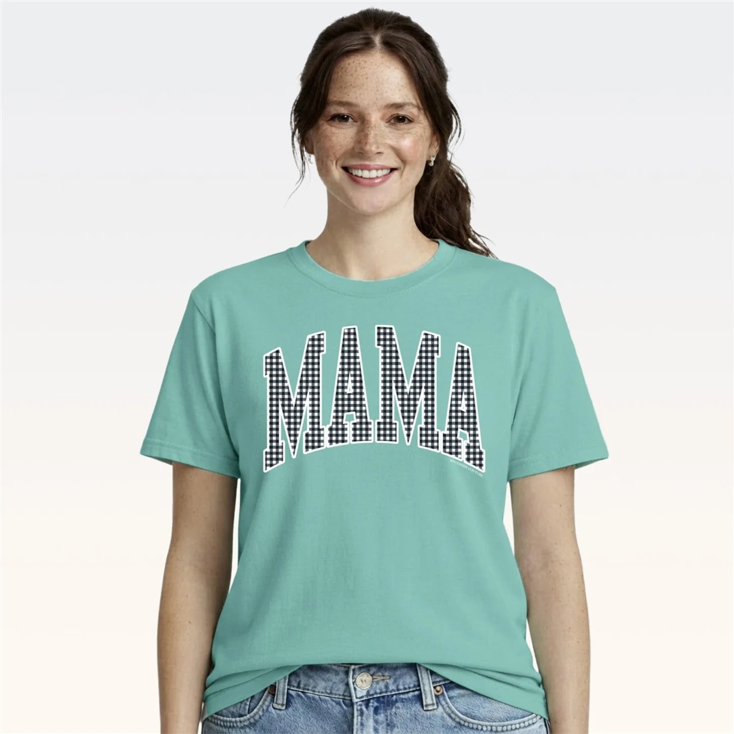Southern Couture Gingham Mama Comfort Colors T-Shirt