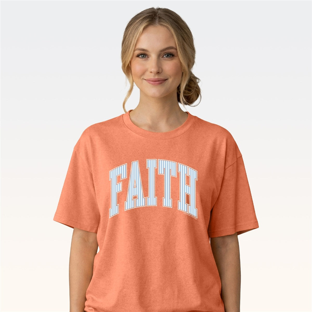Southern Couture Stripe Faith Comfort Colors T-Shirt