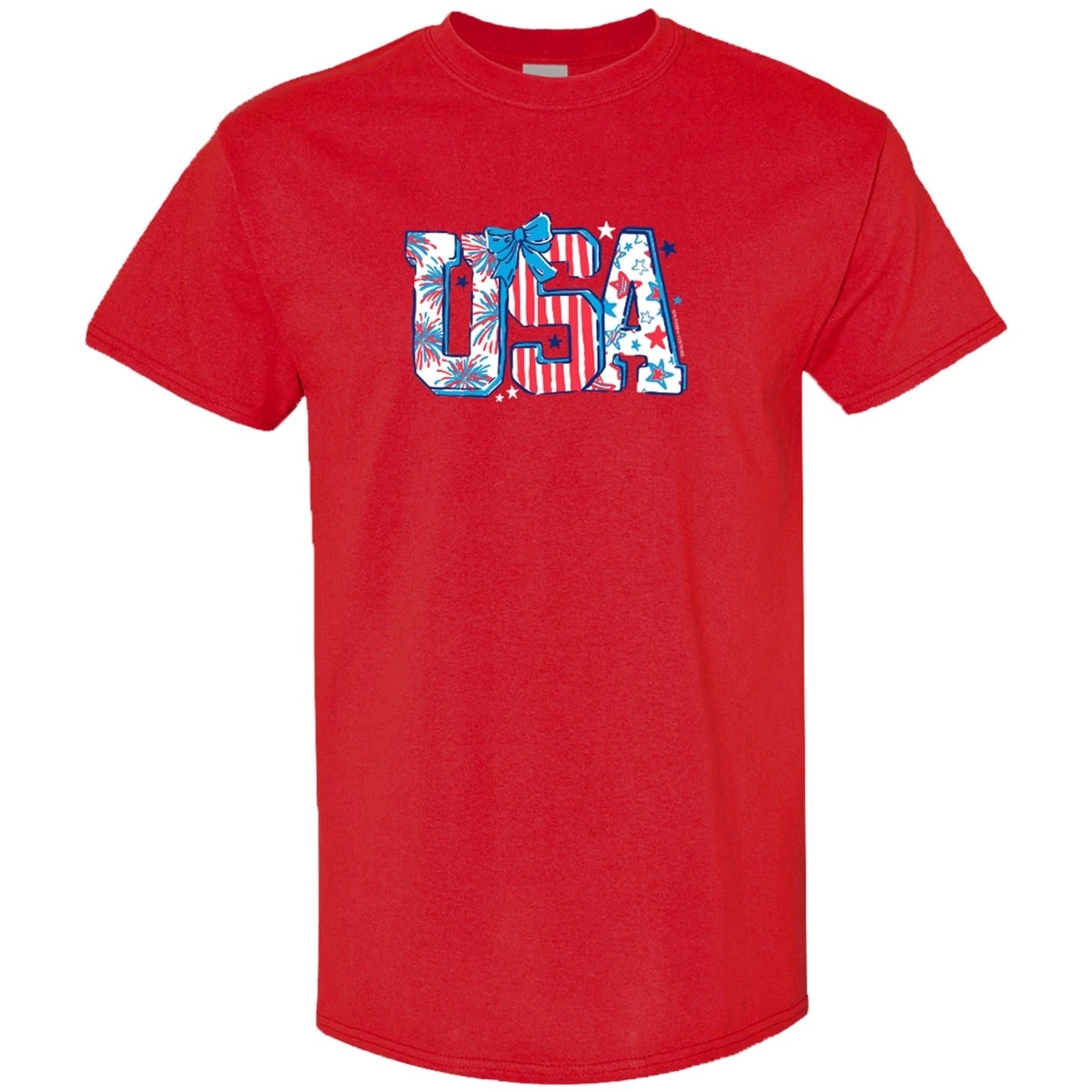 Southern Couture Soft Pattern Letter USA T-Shirt