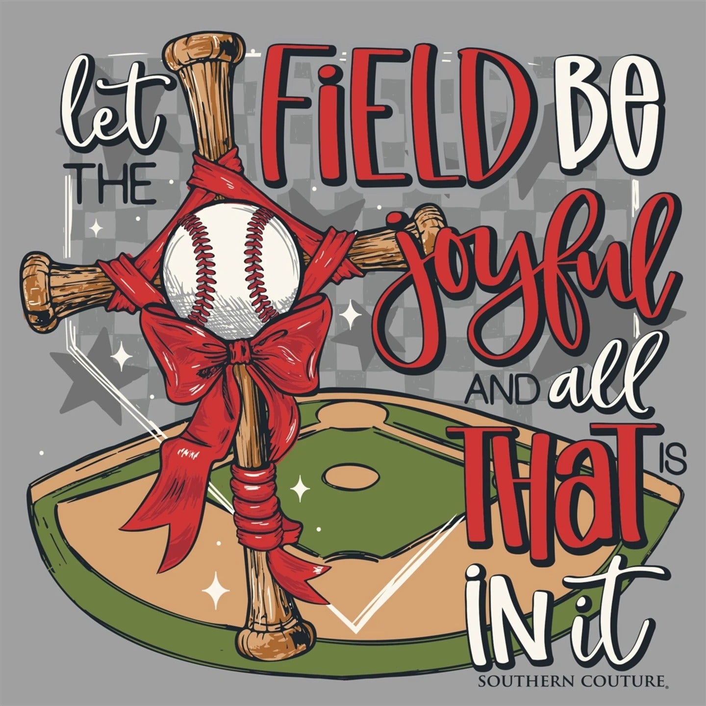 Southern Couture Soft Field Be Joyful Baseball T-Shirt