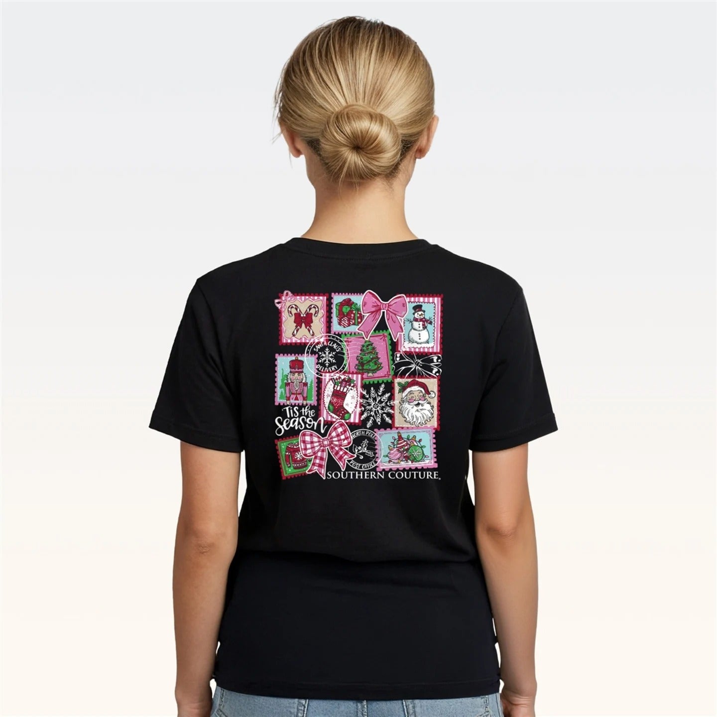 Southern Couture Classic Christmas Stamps Holiday T-Shirt