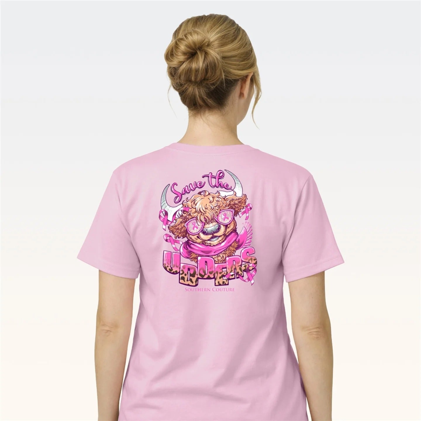 Southern Couture Classic Save The Udders Cancer Light Pink T-Shirt