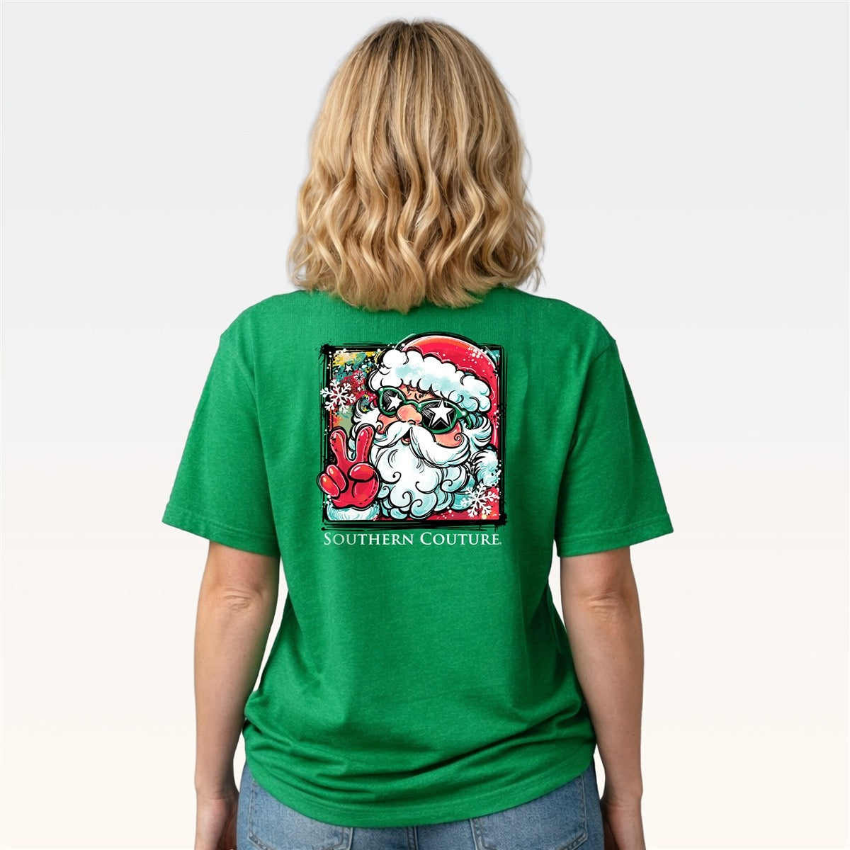 Southern Couture Classic Retro Santa Holiday T-Shirt