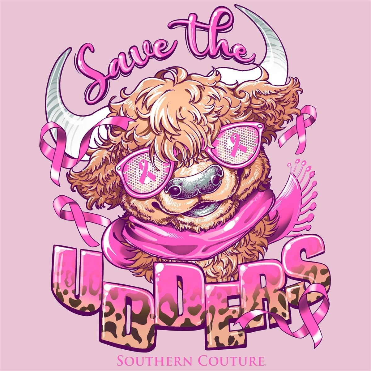 Southern Couture Classic Save The Udders Cancer Light Pink T-Shirt
