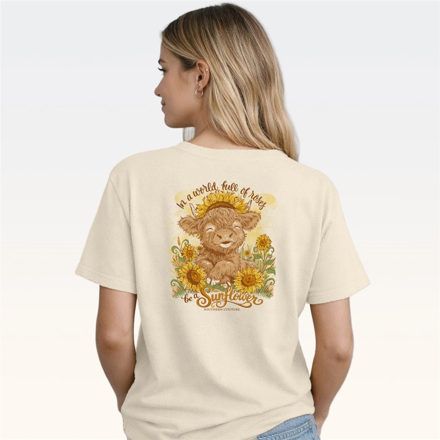 Southern Couture Classic Be A Sunflower Cow T-Shirt