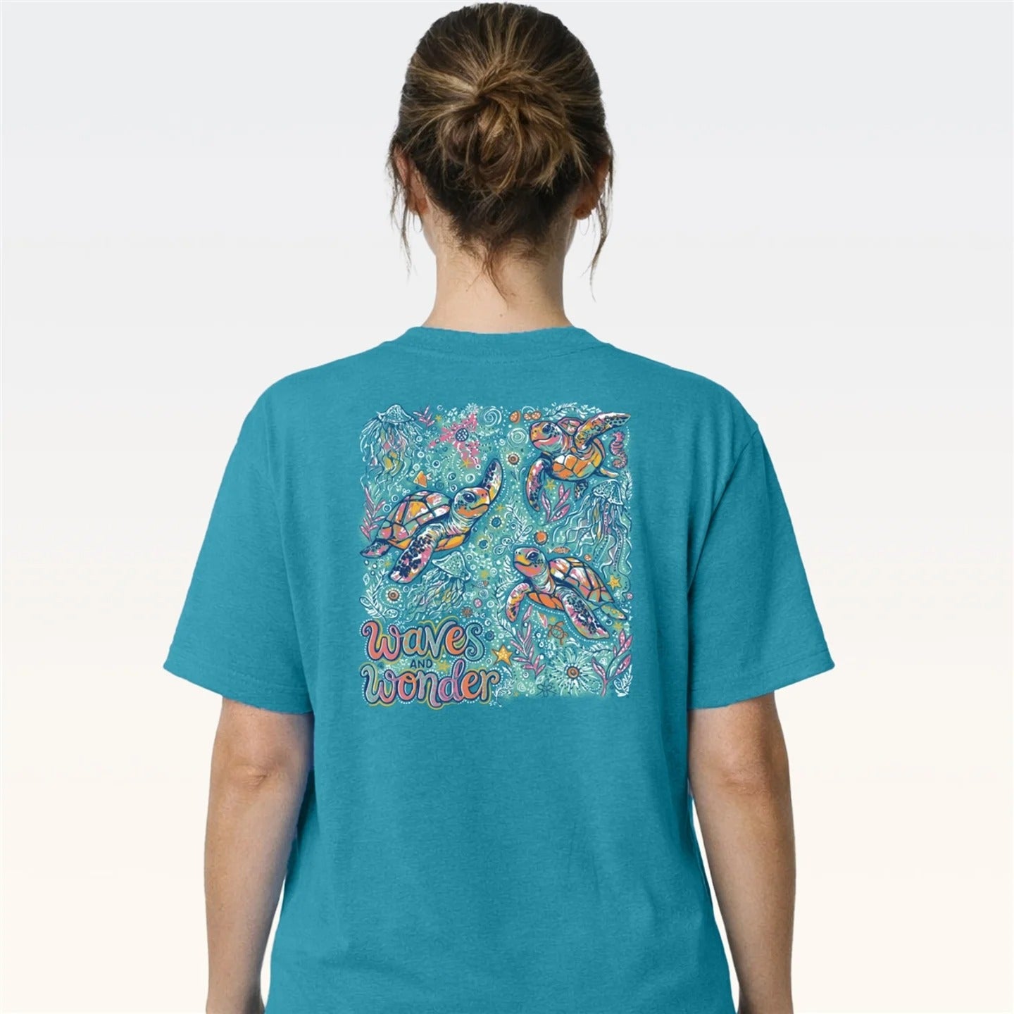 Southern Couture Classic Waves and Wonder Tropical Blue T-Shirt