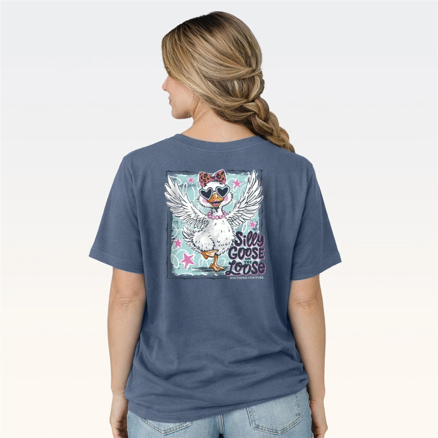 Southern Couture Classic Silly Goose Indigo T-Shirt