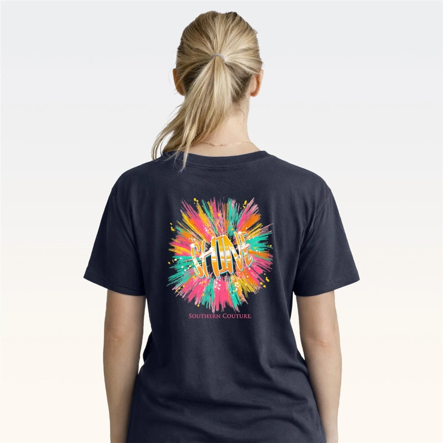 Southern Couture Classic Shine Burst Navy T-Shirt