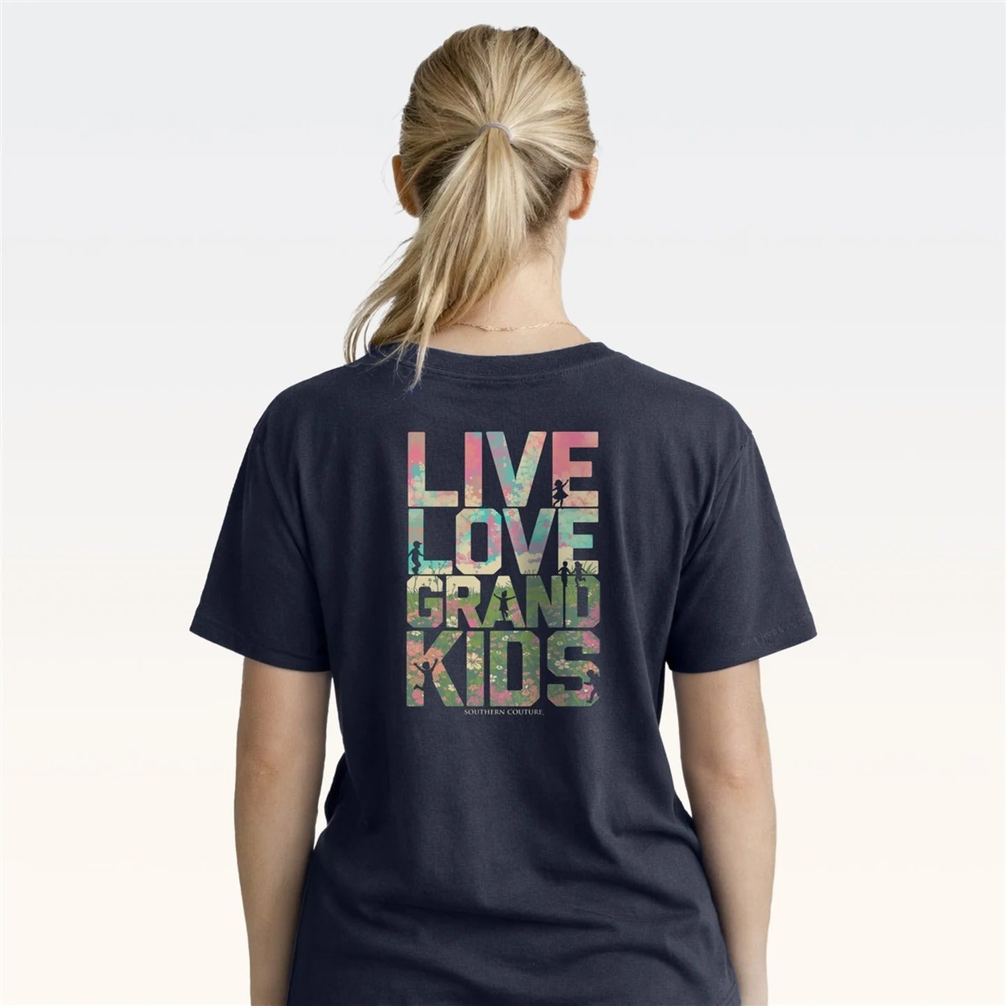 Southern Couture Classic Live Love Grandkids Navy T-Shirt