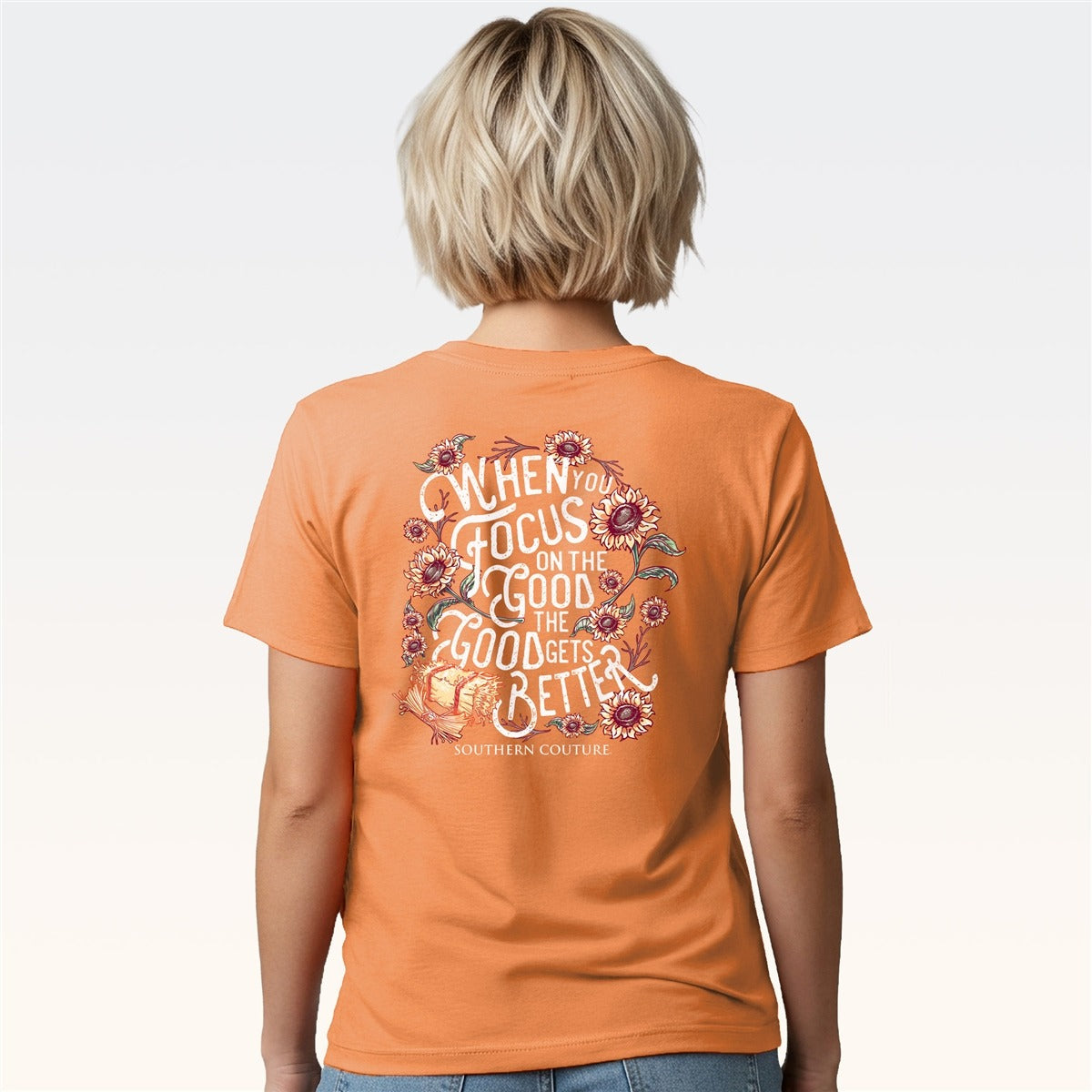 Southern Couture Classic Focus On The Good Tangerine T-Shirt