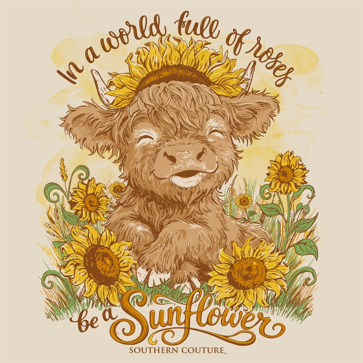 Southern Couture Classic Be A Sunflower Cow T-Shirt