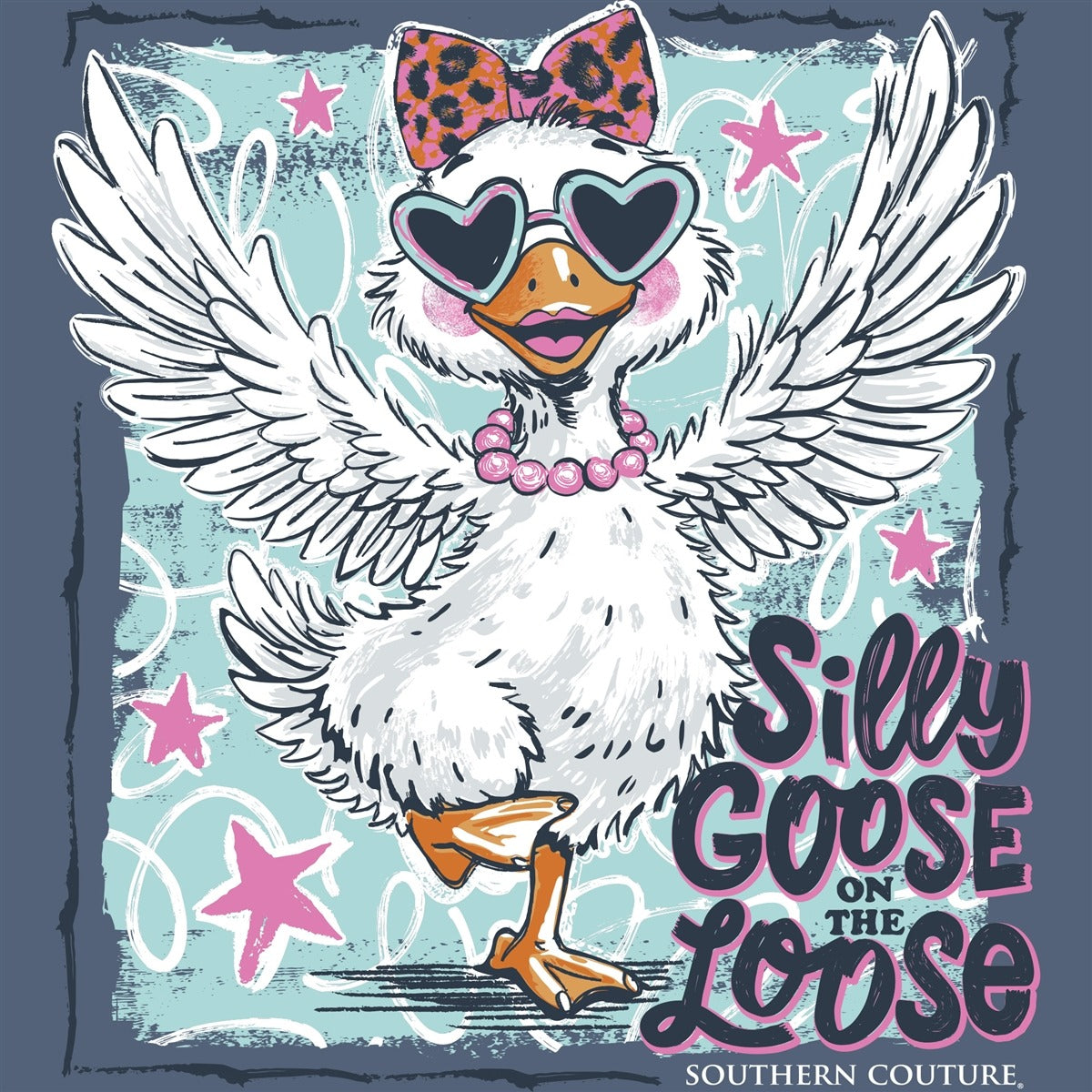 Southern Couture Classic Silly Goose Indigo Long Sleeve T-Shirt