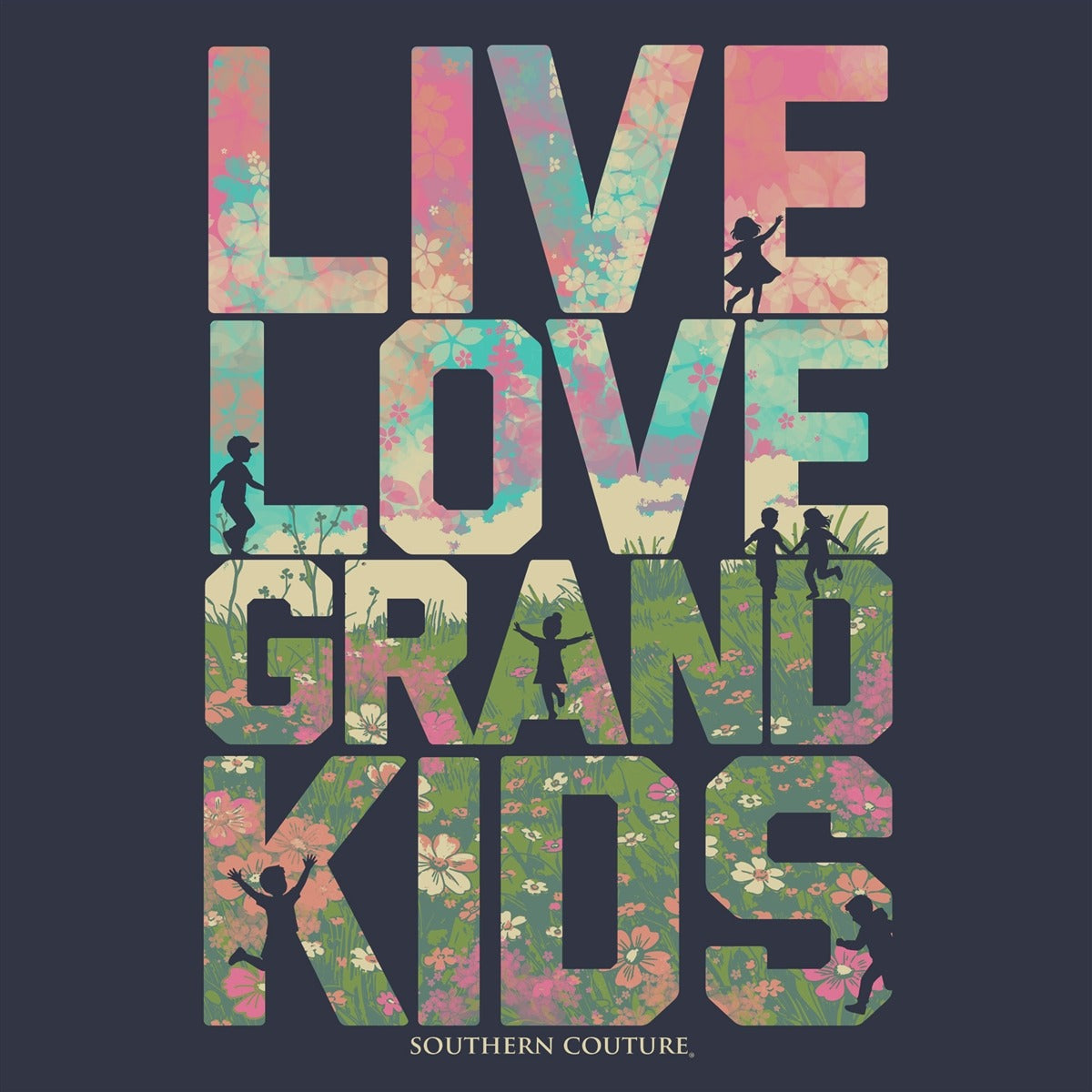 Southern Couture Classic Live Love Grandkids Navy T-Shirt