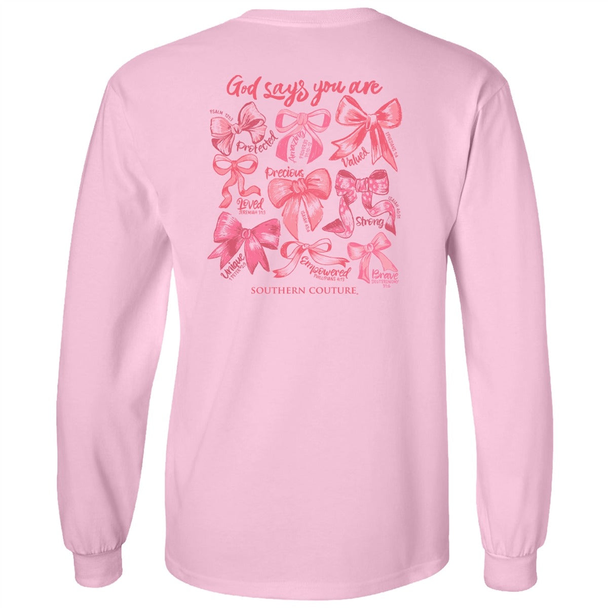 Southern Couture God Says You Are Bows Comfort Colors Long Sleeve T-Shirt - SimplyCuteTees