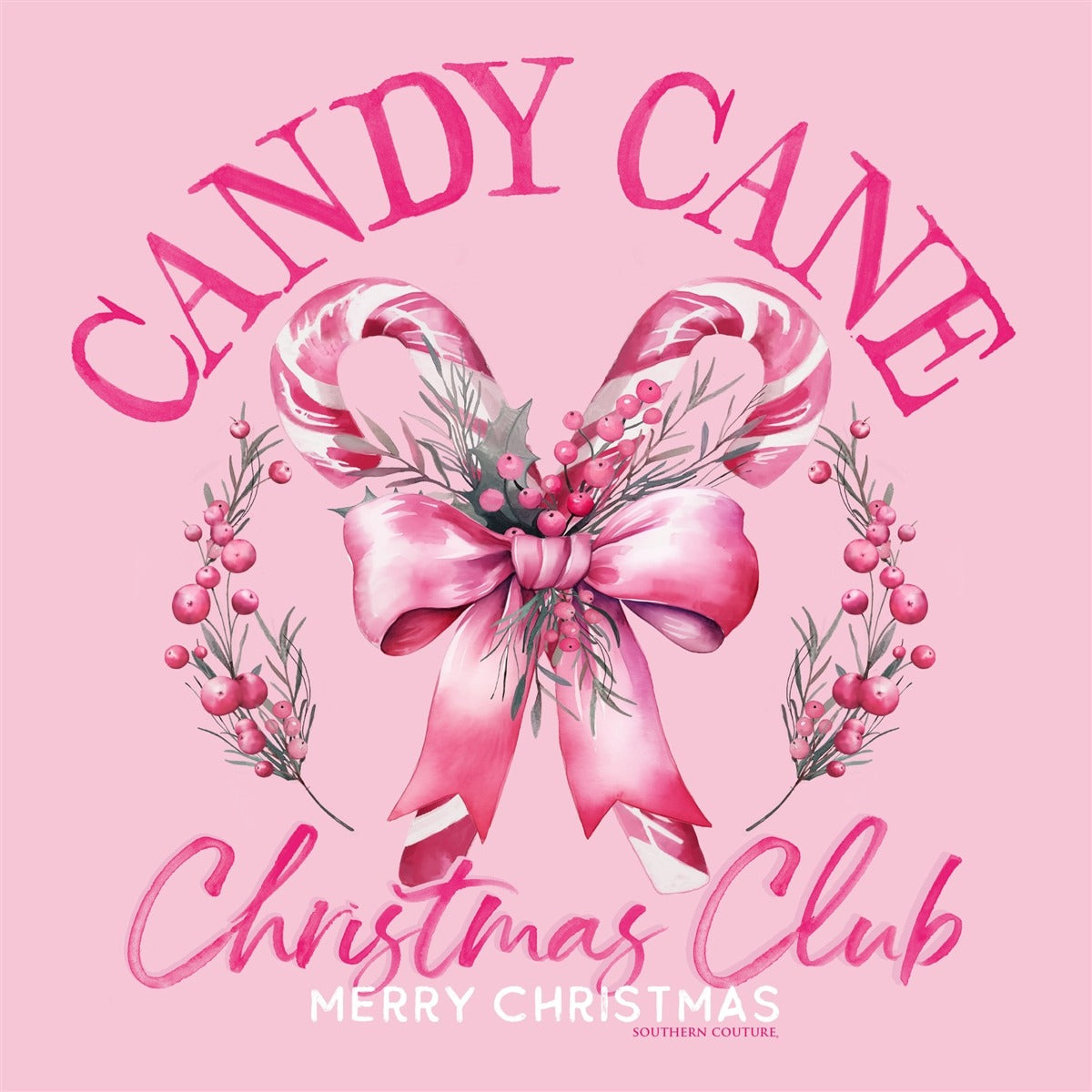 Southern Couture Soft Candy Cane Christmas Club Long Sleeve T-Shirt