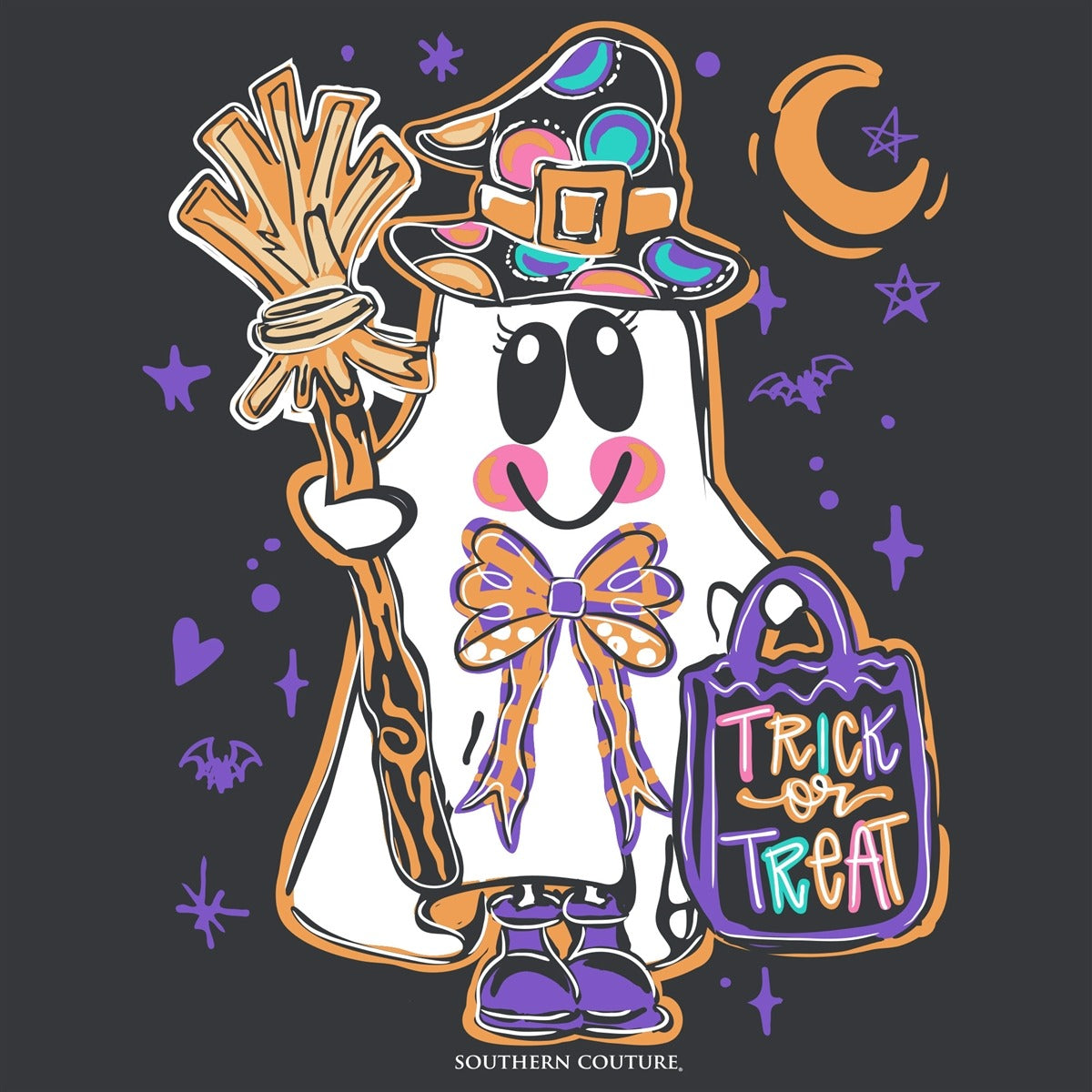Southern Couture Soft Trick Or Treat Ghost Fall T-Shirt - SimplyCuteTees