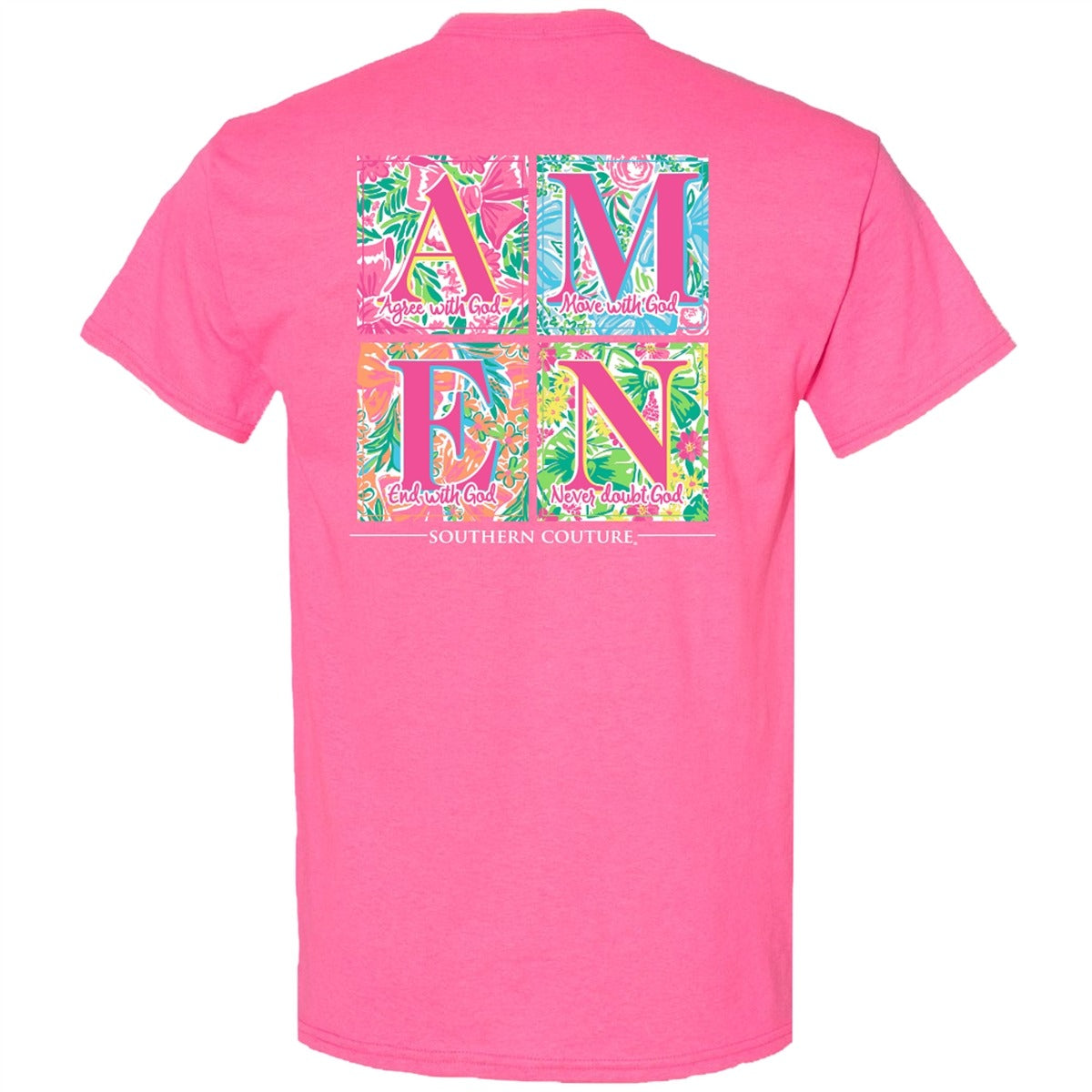 Southern Couture Classic Pattern Square Amen T-Shirt