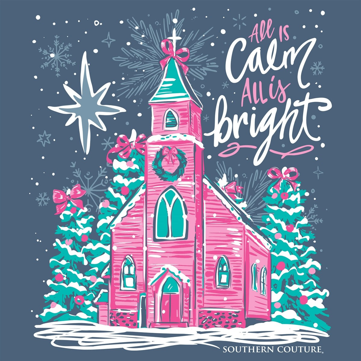 Southern Couture Classic All Is Calm Holiday T-Shirt - SimplyCuteTees