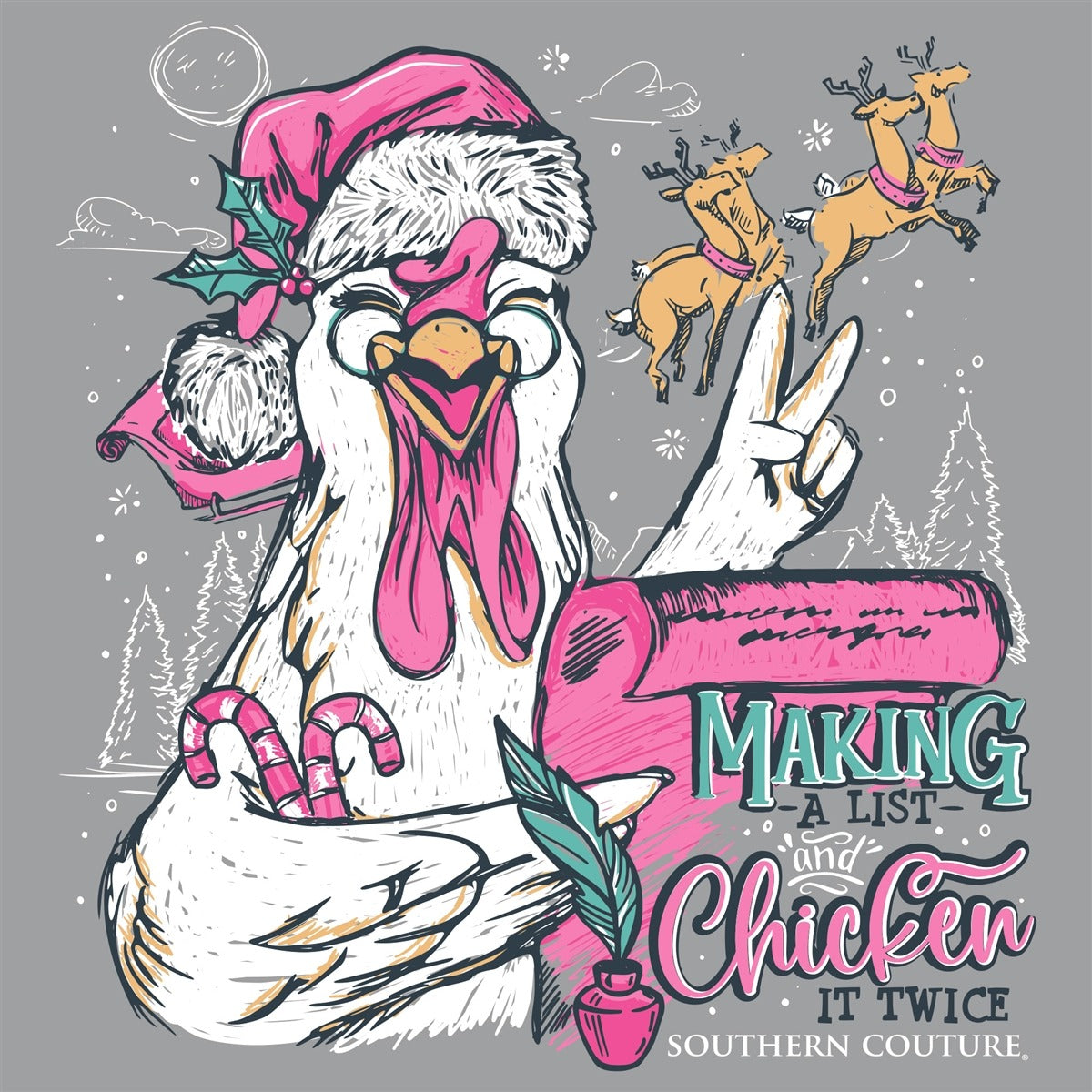 Southern Couture Classic Makin A List Chicken Holiday T-Shirt - SimplyCuteTees