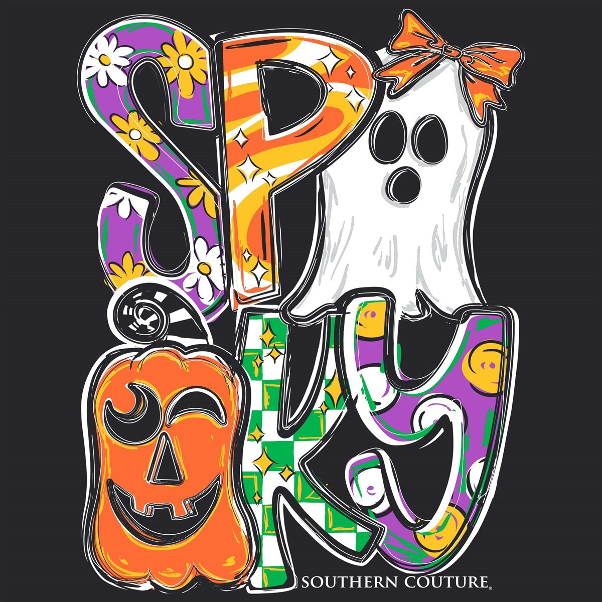 Southern Couture Classic Pattern Letter Spooky Fall T-Shirt - SimplyCuteTees