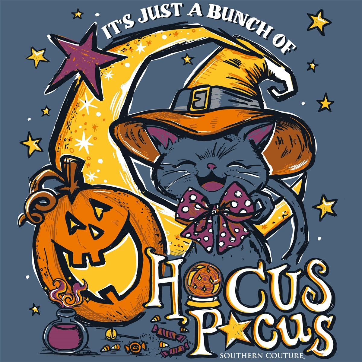 Southern Couture Classic Hocus Pocus Cat Fall Long Sleeve T-Shirt - SimplyCuteTees