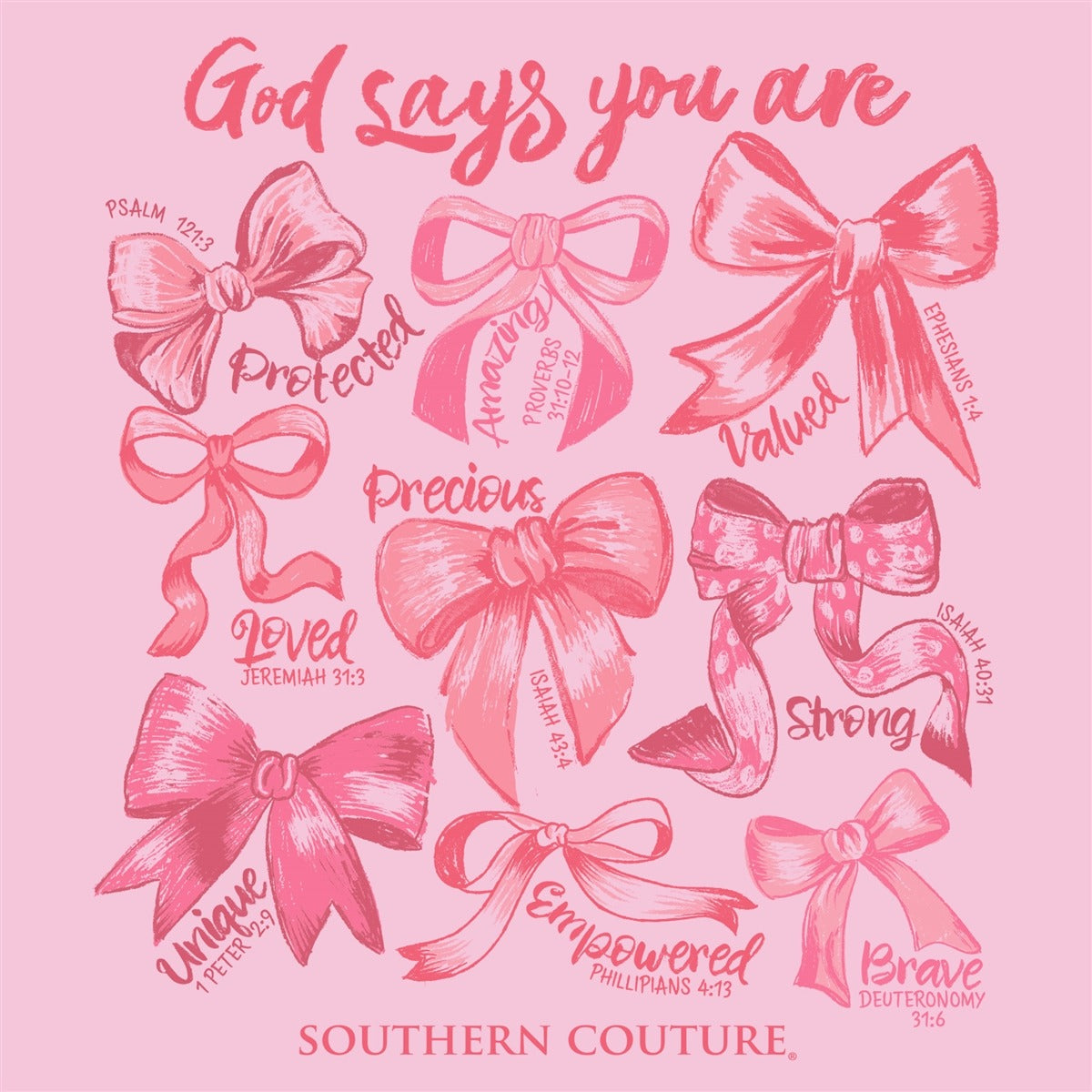 Southern Couture God Says You Are Bows Comfort Colors Long Sleeve T-Shirt - SimplyCuteTees